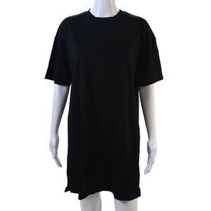 Ninety Percent Womens Short Sleeve Crew Neck Mini Shirt Dress Black Size XS